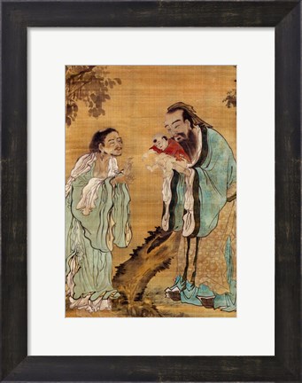 Framed Confucius Laozi Buddha Print