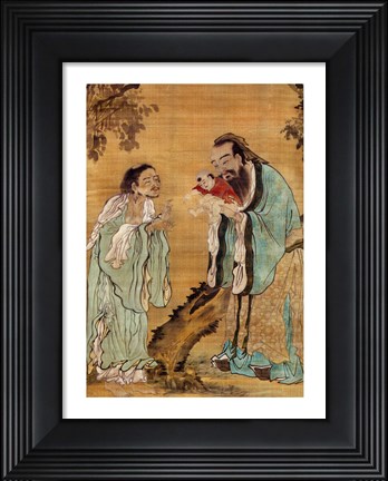 Framed Confucius Laozi Buddha Print