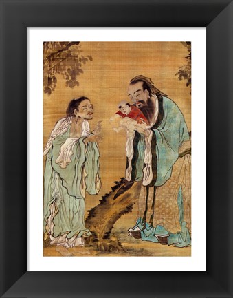 Framed Confucius Laozi Buddha Print