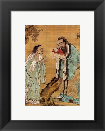 Framed Confucius Laozi Buddha Print