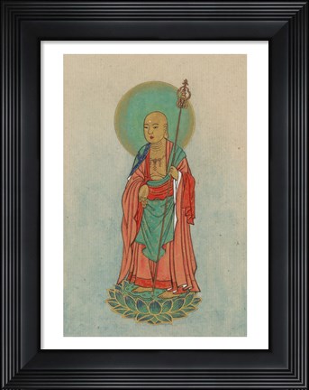 Framed Buddha Standing on a Lotus Print