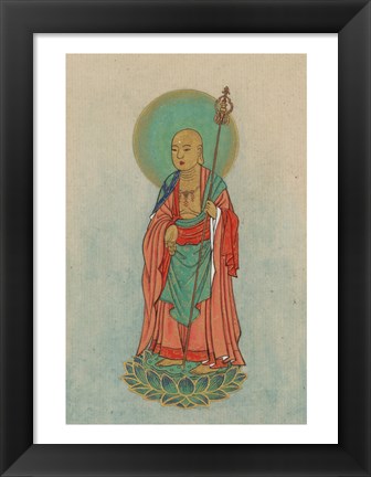 Framed Buddha Standing on a Lotus Print