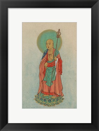 Framed Buddha Standing on a Lotus Print