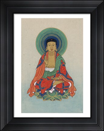 Framed Buddha Sitting on a Lotus Print