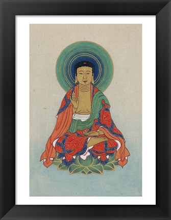 Framed Buddha Sitting on a Lotus Print