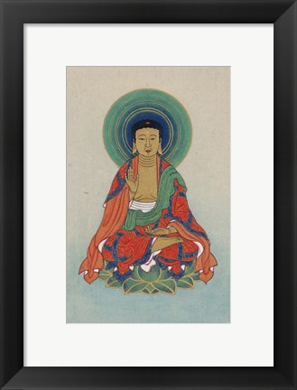 Framed Buddha Sitting on a Lotus Print