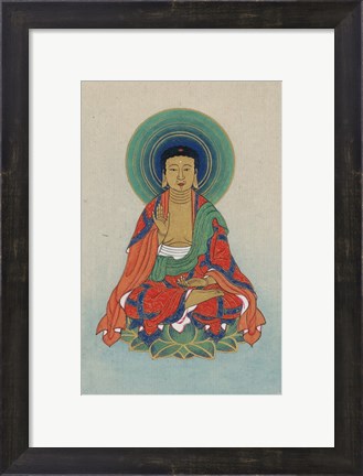 Framed Buddha Sitting on a Lotus Print
