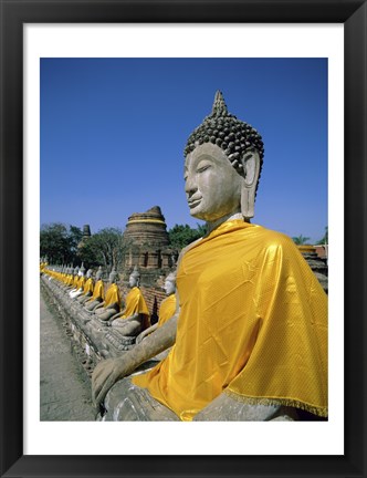 Framed Buddha statue at a temple, Wat Yai Chai Mongkol, Ayutthaya, Thailand Print