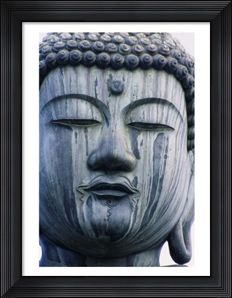 Framed Face of a Buddha Statue, Japan Print