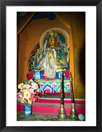 Framed Statue of Buddha in a temple, Paugha, Annapurna Range, Nepal Print