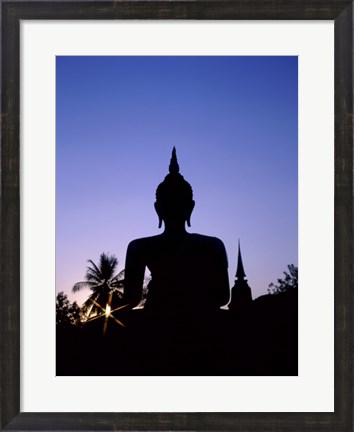 Framed Silhouette of Buddha and temple during sunset, Sukhothai, Thailand Print