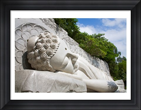 Framed Statue of reclining Buddha, Long Son Pagoda, Nha Trang, Vietnam Print