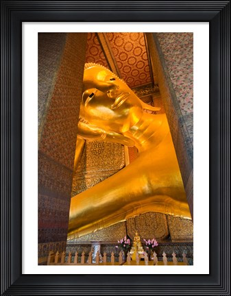 Framed Statue of reclining Buddha in a Temple, Bangkok, Thailand Print