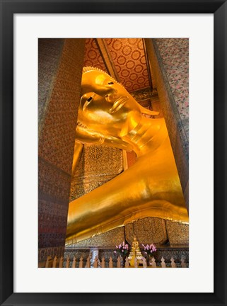 Framed Statue of reclining Buddha in a Temple, Bangkok, Thailand Print