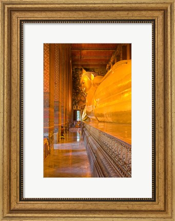 Framed Statue of reclining Buddha in a Temple Print