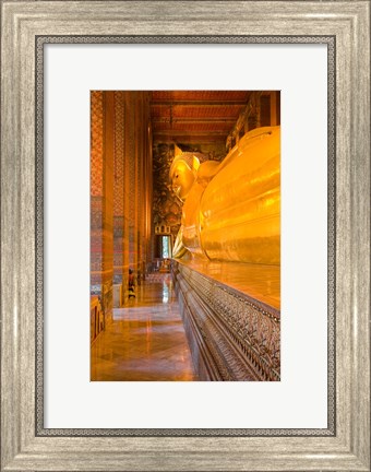 Framed Statue of reclining Buddha in a Temple Print