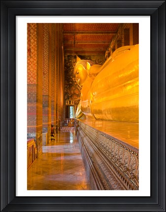 Framed Statue of reclining Buddha in a Temple Print