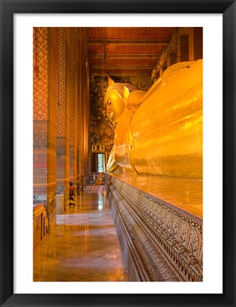 Framed Statue of reclining Buddha in a Temple Print