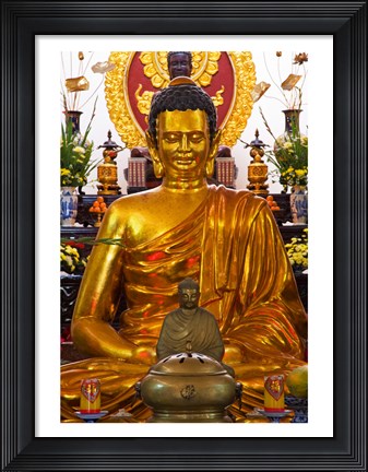 Framed Statue of Buddha in a Temple, Long Son Pagoda, Nha Trang, Vietnam Print