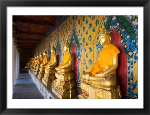 Framed Statues of Buddha in a row, Wat Arun, Bangkok, Thailand Print