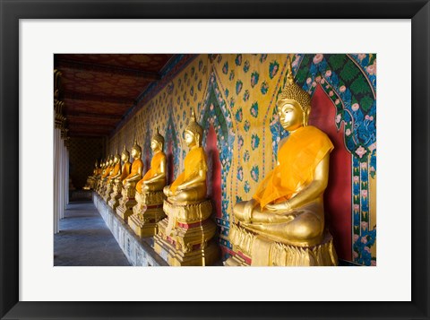 Framed Statues of Buddha in a row, Wat Arun, Bangkok, Thailand Print