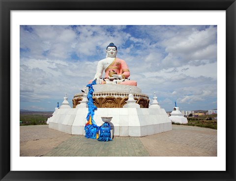 Framed Low angle view of a statue of Buddha, Darkhan, Mongolia Print