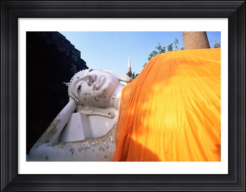 Framed Reclining Buddha, Wat Yai Chai Mongkhon, Ayutthaya, Thailand Print