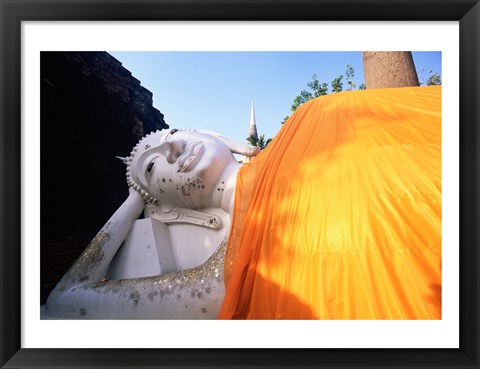 Framed Reclining Buddha, Wat Yai Chai Mongkhon, Ayutthaya, Thailand Print