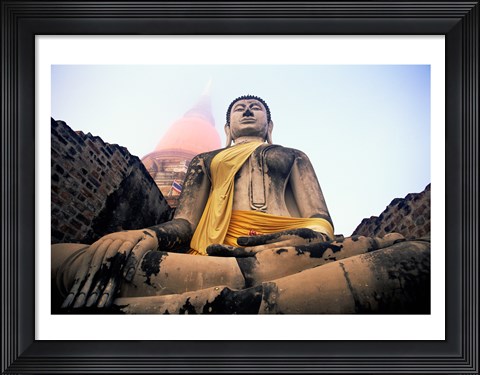 Framed Statue of Buddha, Wat Yai Chai Mongkhon, Ayutthaya, Thailand Print