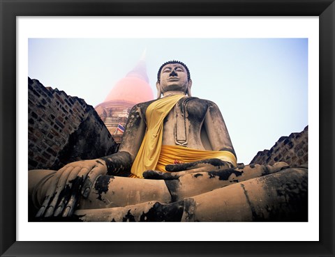 Framed Statue of Buddha, Wat Yai Chai Mongkhon, Ayutthaya, Thailand Print