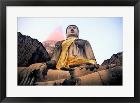 Framed Statue of Buddha, Wat Yai Chai Mongkhon, Ayutthaya, Thailand Print