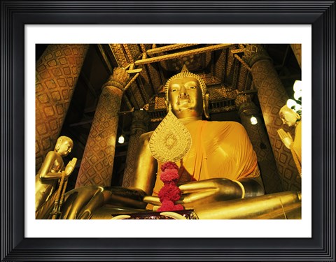 Framed Statue of Buddha, Wat Phanan Choeng, Ayutthaya, Thailand Print
