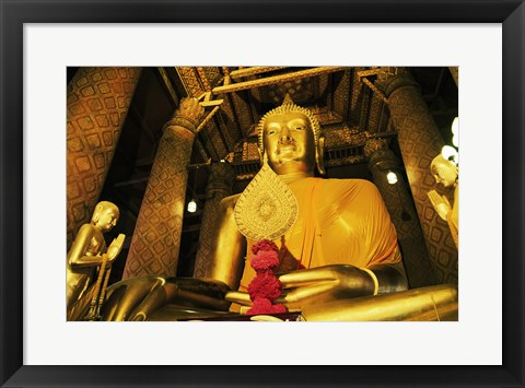 Framed Statue of Buddha, Wat Phanan Choeng, Ayutthaya, Thailand Print