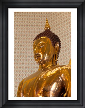 Framed Golden Buddha Statue in a Temple, Wat Traimit, Bangkok, Thailand Print
