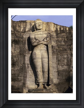 Framed Statue of Buddha carved in a rock, Gal Vihara, Polonnaruwa, Sri Lanka Print