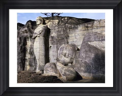 Framed Statues of Buddha carved in rock, Gal Vihara, Polonnaruwa, Sri Lanka Print