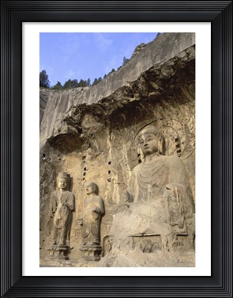 Framed Buddha Statue Carved on a wall, Longmen Caves, Luoyang, China Print