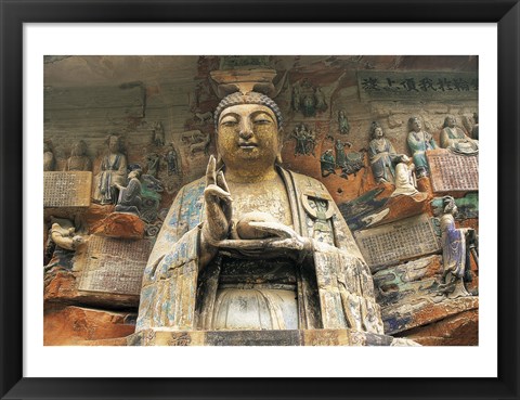 Framed Buddhist Cliff Sculptures, Dazu, China Print