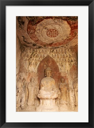 Framed Buddha statue, Longmen Buddhist Caves, Luoyang, China Print