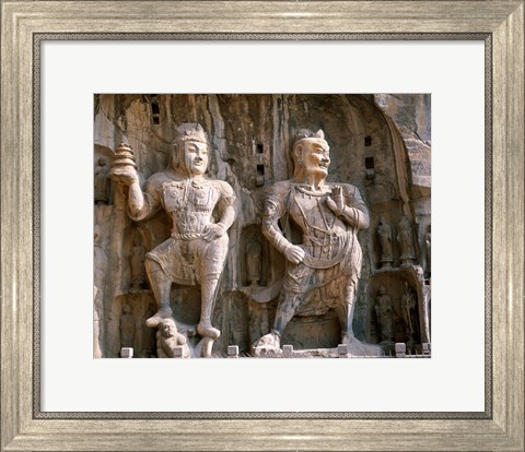 Framed Bodhisattva and Guardian Statues, Luoyang, China Print