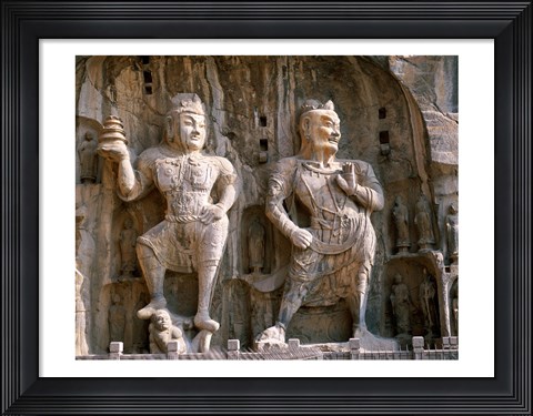 Framed Bodhisattva and Guardian Statues, Luoyang, China Print