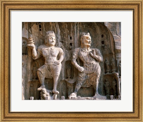 Framed Bodhisattva and Guardian Statues, Luoyang, China Print
