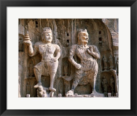 Framed Bodhisattva and Guardian Statues, Luoyang, China Print