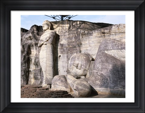 Framed Standing Buddha and Reclining Buddha Print