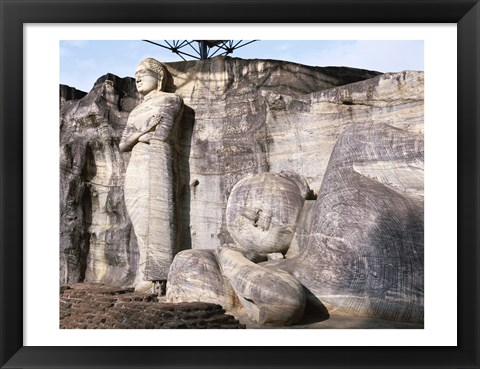 Framed Standing Buddha and Reclining Buddha Print