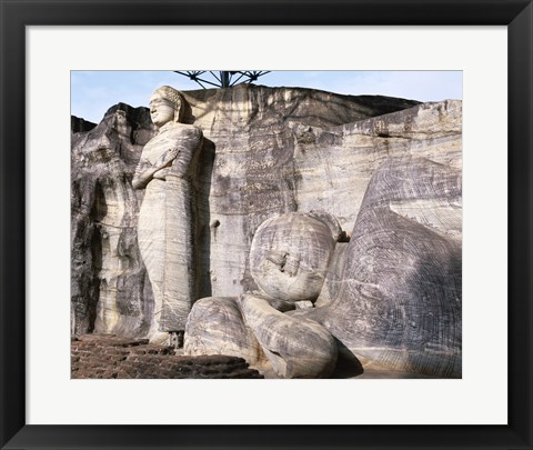 Framed Standing Buddha and Reclining Buddha Print