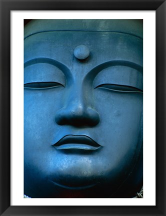 Framed Close-up of the face of a Buddha Statue, Tokyo, Honshu, Japan Print