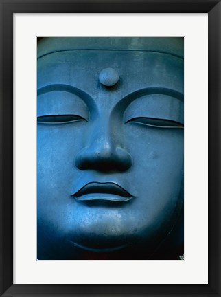 Framed Close-up of the face of a Buddha Statue, Tokyo, Honshu, Japan Print