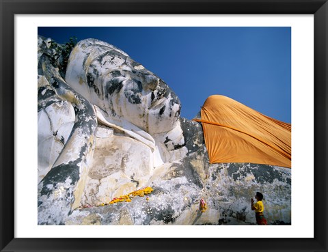 Framed Silhouette of the Seated Buddha Closeup, Wat Mahathat, Sukhothai, Thailand Print