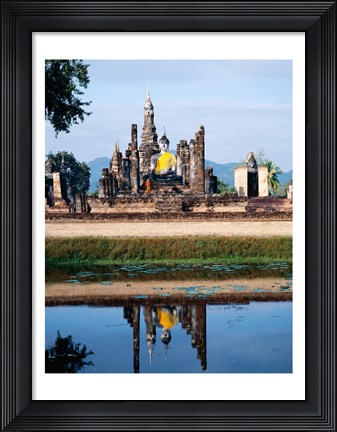 Framed Silhouette of the Seated Buddha Reflected, Wat Mahathat, Sukhothai, Thailand Print